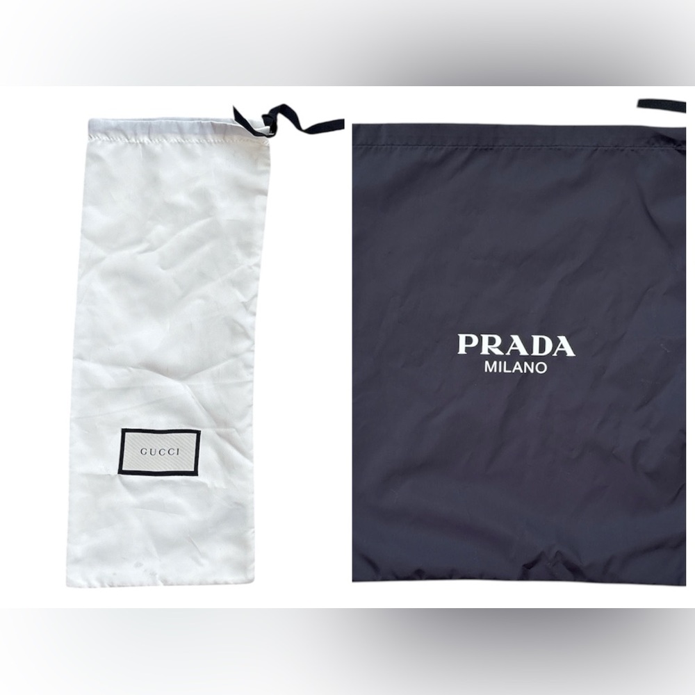 Gucci & Prada Dust Bag For Travel Storage Shoes Purses Cream & Black Drawstring